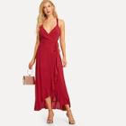 Shein Crisscross Back Flounce Wrap Dress