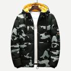 Shein Men Camouflage & Letter Print Hooded Puffer Coat