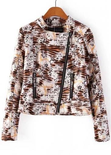 Rosewe Latest Mandarin Collar Long Sleeve Print Design Jacket
