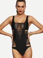 Shein Black Cutout Strappy One-piece Swimwear