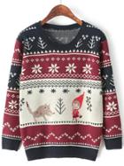 Shein Multicolor Round Neck Snowflake Print Sweater