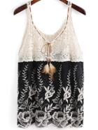Shein Colour-block Embroidered Lace Cami Top
