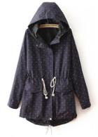 Rosewe Trendy Long Sleeve Hooded Collar Printed Coat With Drawstring