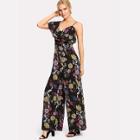 Shein Asymmetrical Ruffle Shoulder Floral Jumpsuit
