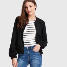 Shein Zip Up Solid Bomber Jacket