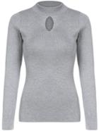 Shein Grey Stand Collar Hollow Slim Knitwear