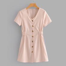 Shein Solid Button Through Dress