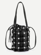 Shein Coin Detail Pu Drawstring Bag With Convertible Strap