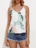 Shein V Back Palm Leaf Print Cami Top