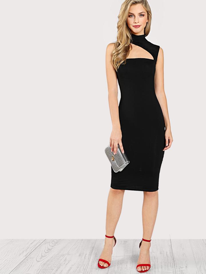 Shein Asymmetric Cut Out Neck Dress