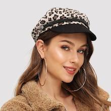 Shein Leopard Baker Boy Cap