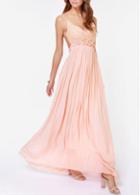 Rosewe Fascinating Pink Open Back Chiffon Ankle Length Gowns