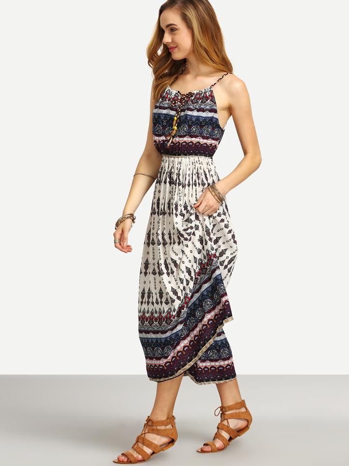 Shein Spaghetti Strap Aztec Print Beach Dress