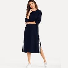 Shein Letter Print Side Split Sweatshirt Dress