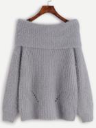 Shein Grey Foldover Fuzzy Sweater