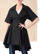 Shein Black Lapel Pockets High Low Coat