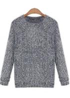 Rosewe Grey Long Sleeve O Neck Sweaters For Women