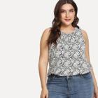 Shein Plus Floral Print Pleated Front Tank Top