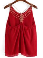 Shein Red Chain Strap Chiffon Cami Top