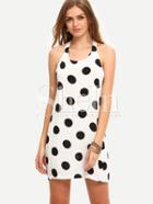 Shein Black White Polka Dot Print Sleeveless Dress