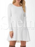 Shein White Ribbed A Line Dress