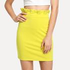 Shein Pleated Detail Zip Back Solid Skirt