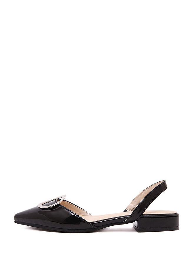 Shein Black Pointed Toe Metal Decorated Sandals