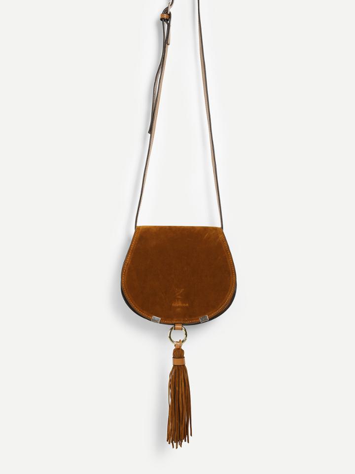 Shein Tassel Decorated Saddle Bag