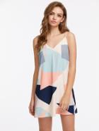 Shein Double V Neck Color Block Cami Dress