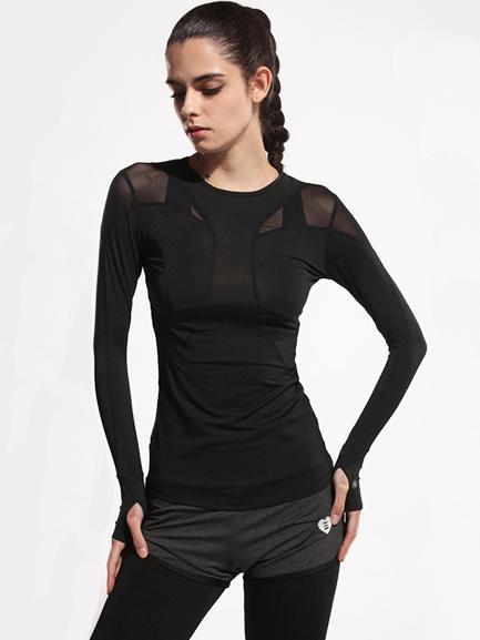 Shein Active Mesh Paneled Gym T-shirt With Thumb Holes