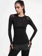 Shein Active Mesh Paneled Gym T-shirt With Thumb Holes