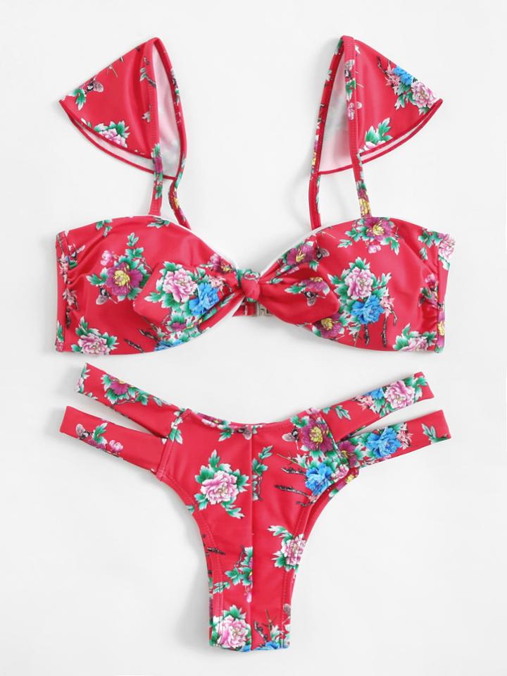 Shein Bow Tie Side Cutout Bikini Set