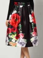 Shein Colour Floral Flare Long Skirt