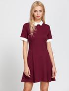 Shein Contrast Collar And Cuff Fit & Flare Dress