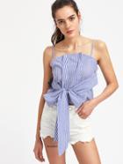Shein Vertical Striped Bow Tie Front Cami Top