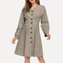 Shein V Neck Single Breasted Dress