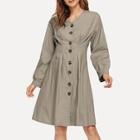 Shein V Neck Single Breasted Dress