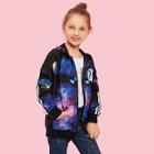 Shein Girls Starry Space & Letter Print Hooded Coat