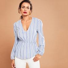 Shein Striped V-neck Smock Top