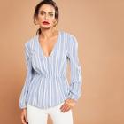 Shein Striped V-neck Smock Top