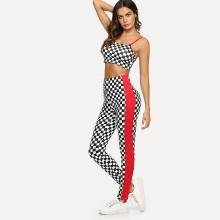 Shein Check Plaid Cami Top With Leggings