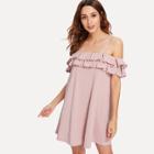 Shein Flounce Foldover Cold Shoulder Dress