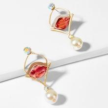 Shein Marble Pattern Detail Open Drop Earrings