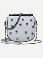 Shein Baby Blue Faux Leather Studded Saddle Bag