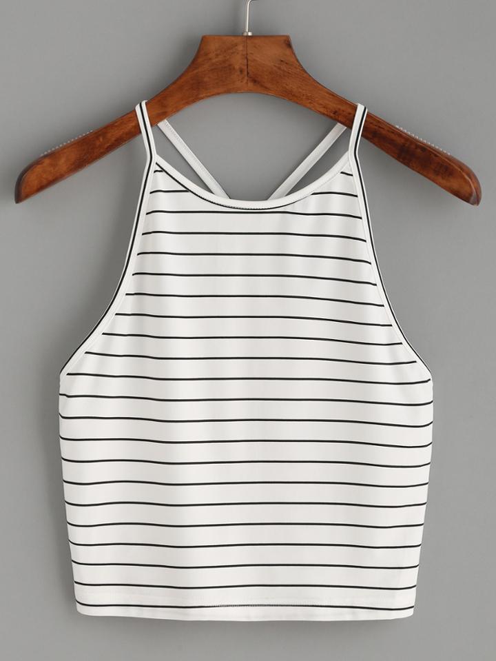Shein Striped Y Back Cami Top
