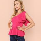 Shein Knot One Shoulder Peplum Top
