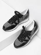Shein Houndstooth Lace Up Slip On Sneakers