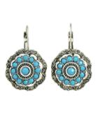 Shein Blue Beads Flower Stud Earrings