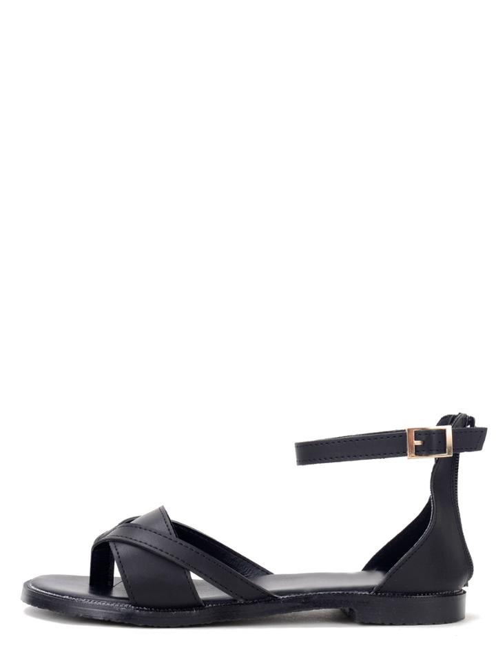 Shein Black Faux Leather Ankle Strap Gladiator Sandals