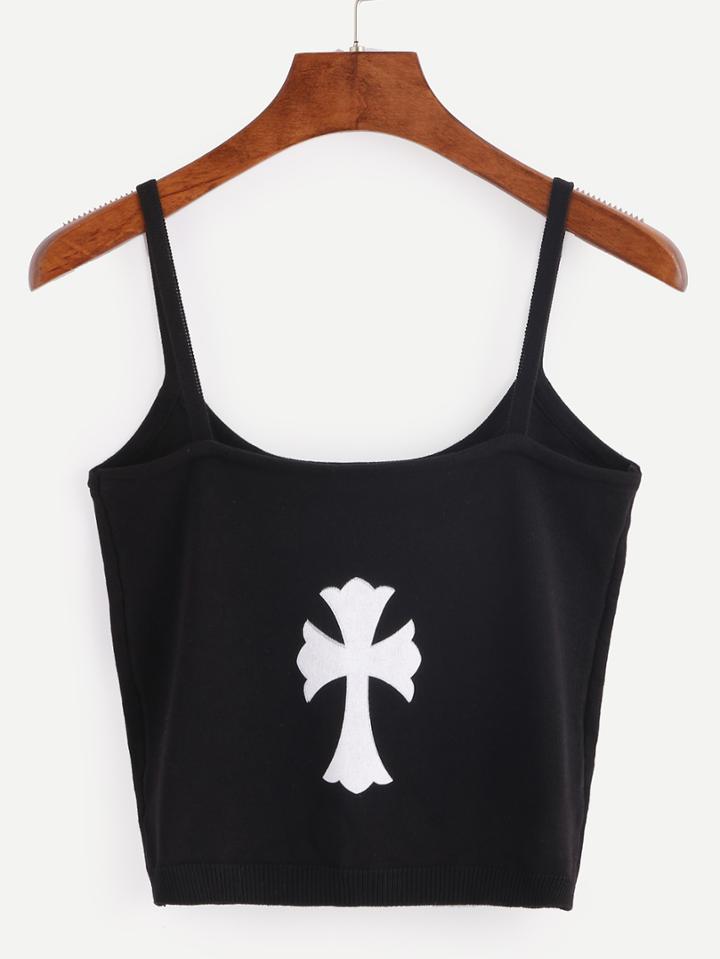 Shein Cross Print Black Cami Top